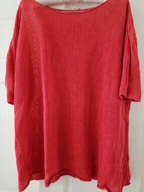 Eileen Fisher red hemp tee